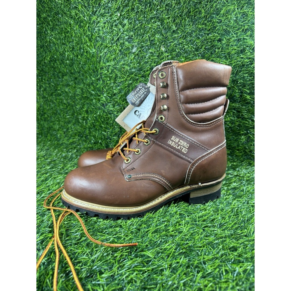 Carolina 8 " Boots Super Collar Logger Stacked Heel Made IN USA SZ 8.5 R Steel T